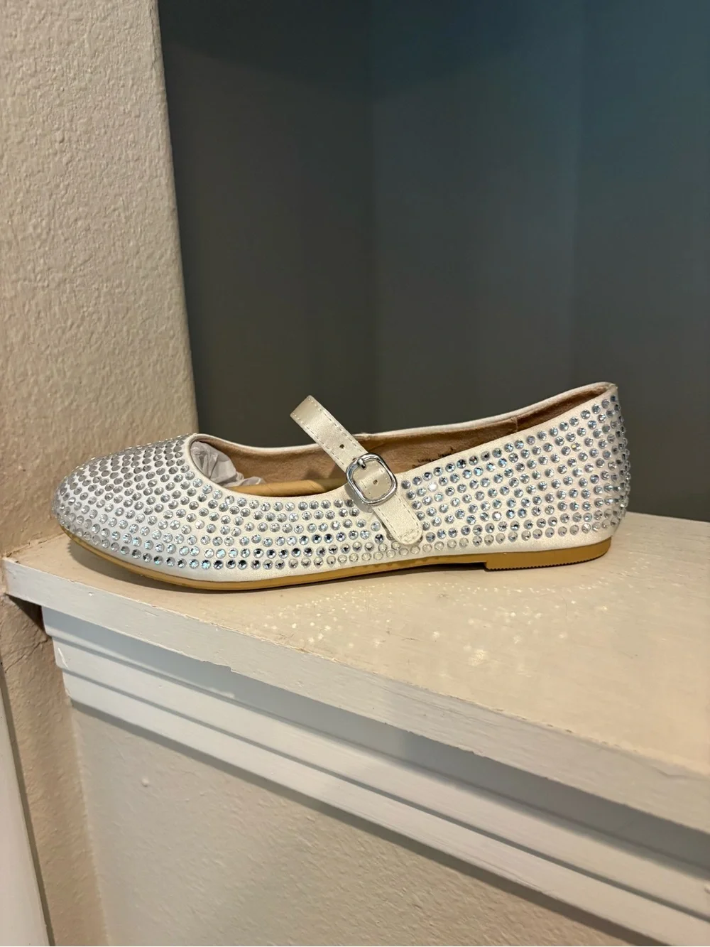 Kids' Nell Rhinestone Mary Jane Flats Off-White - art class Youth Sizes